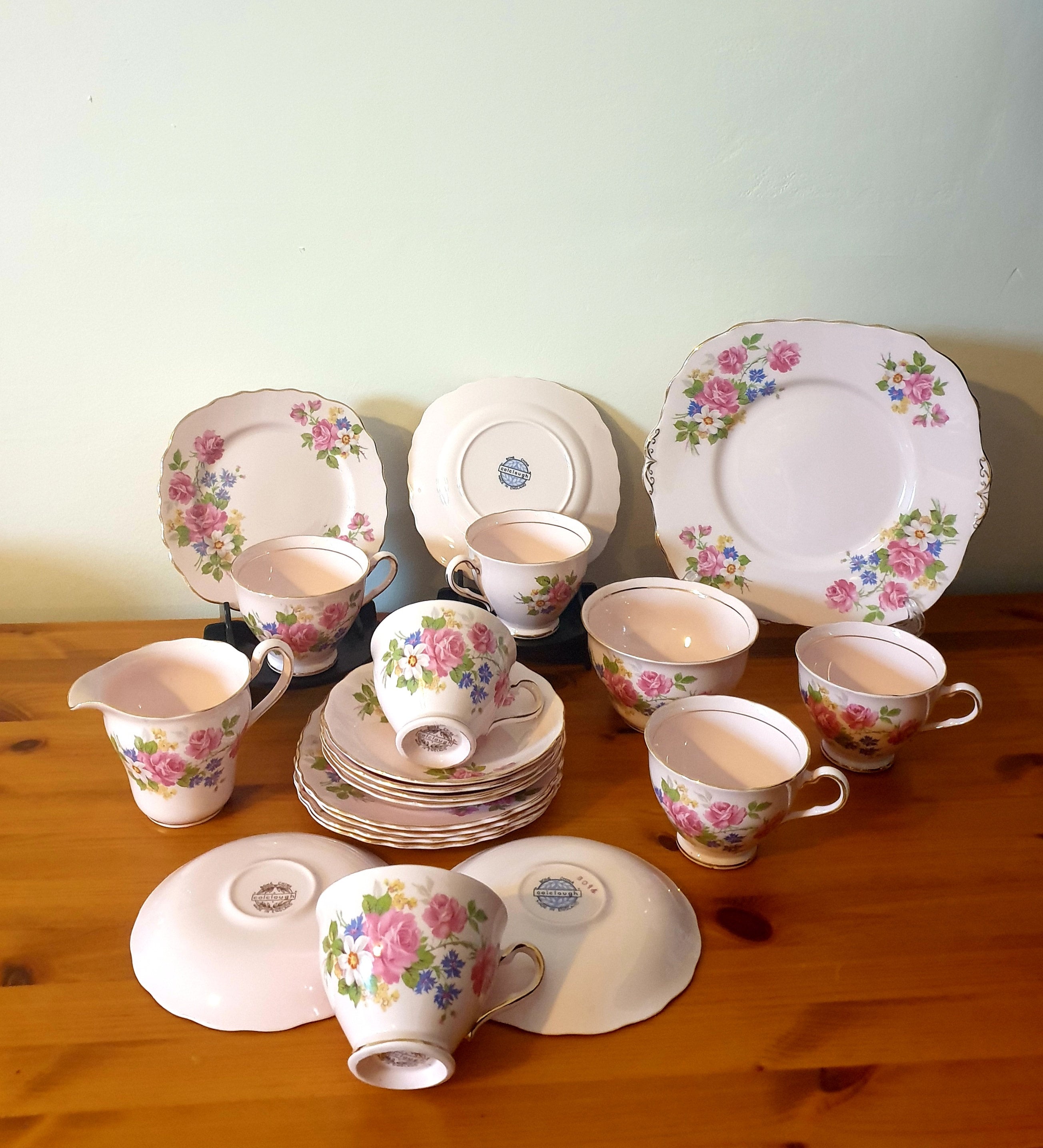 Tea Set Colclough Royale Bone China Pink Colclough Tea Cup And
