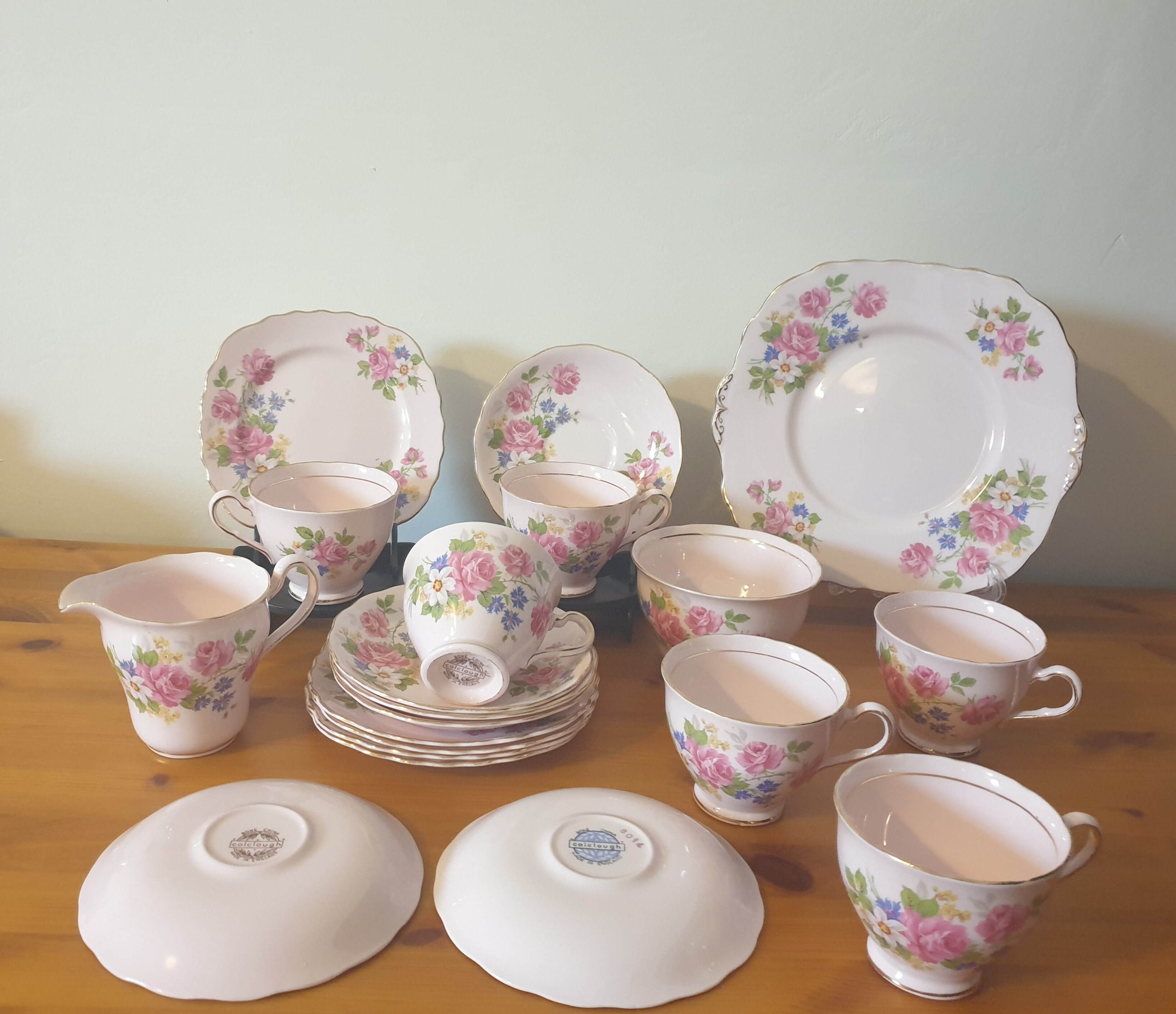 Pink china tea set best sale