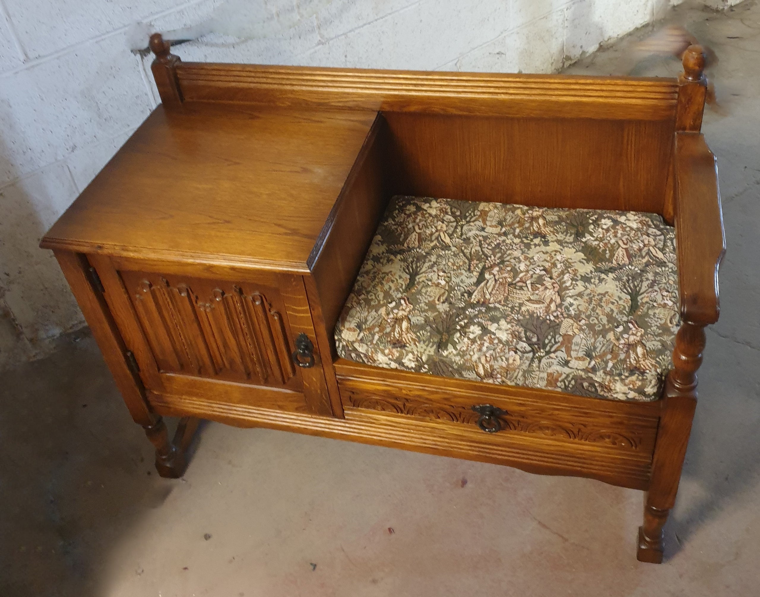 Vintage telephone best sale table with chair