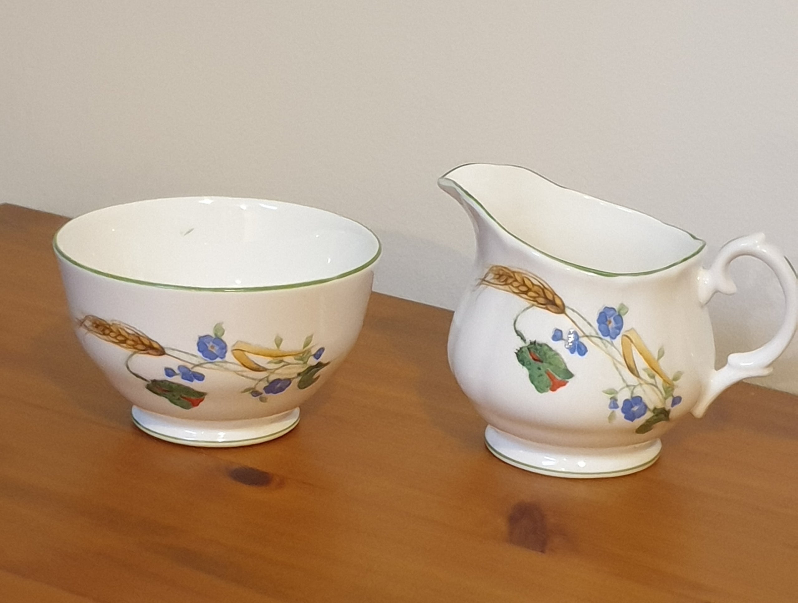 Early 1900s Early Colclough Royal Stanley Ware Pitcher and Stand - Set of 2